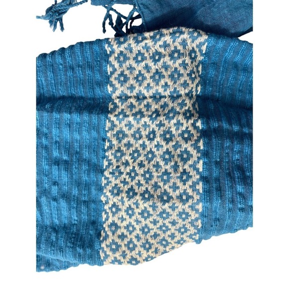 Fashion Able Scarf Handmade Lightweight Cotton Unisex Turquoise - Picture 4 of 6